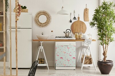 Painel magnético para máquina de lavar louça Flamingos e penas