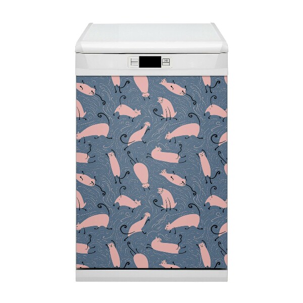 Capa magnética para máquina de lavar louça Gatos de desenho animado