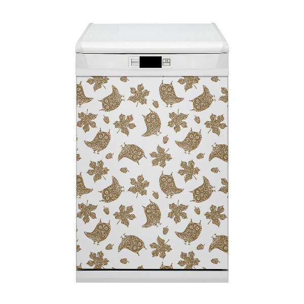 Painel magnético para máquina de lavar louça Folhas e corujas