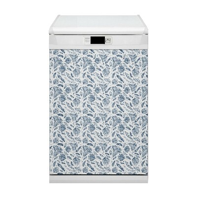 Painel magnético para máquina de lavar louça Folhas azuis