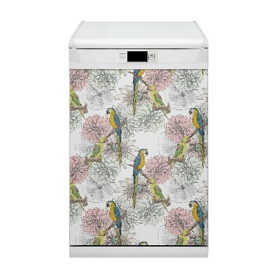Painel magnético para máquina de lavar louça Papagaio e flores