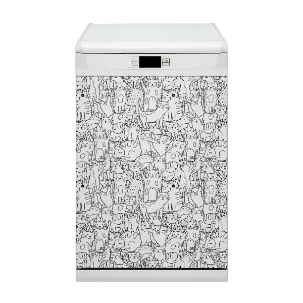 Painel magnético para máquina de lavar louça Gatos Rabiscados