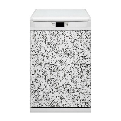 Painel magnético para máquina de lavar louça Gatos Rabiscados