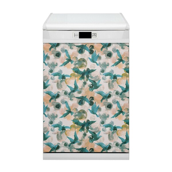 Capa magnética para máquina de lavar louça pássaros pintados