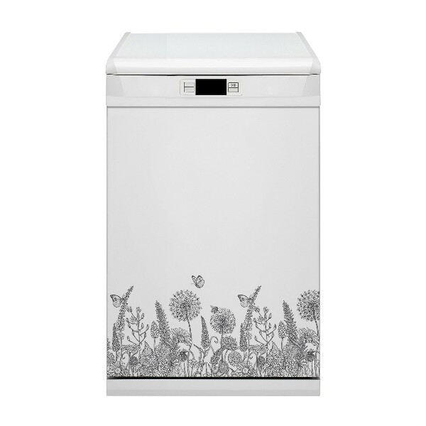 Capa magnética para máquina de lavar louça Esboço de flores