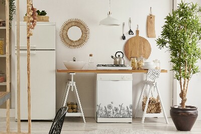 Capa magnética para máquina de lavar louça Esboço de flores