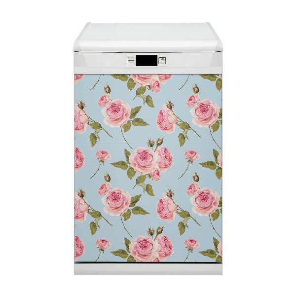 Painel magnético para máquina de lavar louça Rosas com folhas