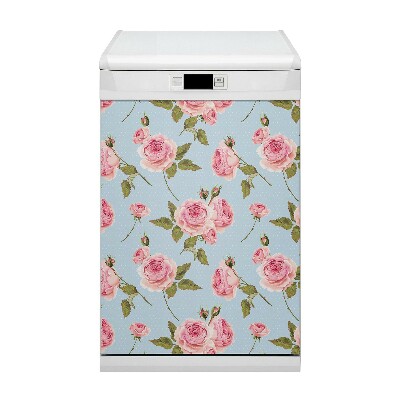 Painel magnético para máquina de lavar louça Rosas com folhas