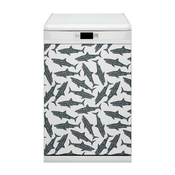 Painel magnético para máquina de lavar louça Tipografia de tubarão