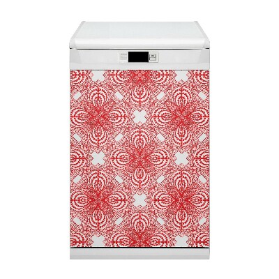 Capa magnética para máquina de lavar louça renda vermelha