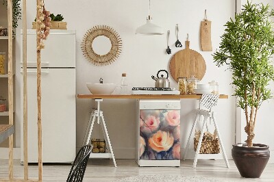 Painel magnético para máquina de lavar louça Rosas laranjas