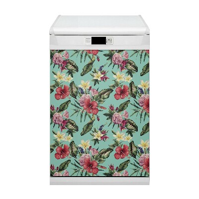 Capa magnética para máquina de lavar louça Folhas e flores