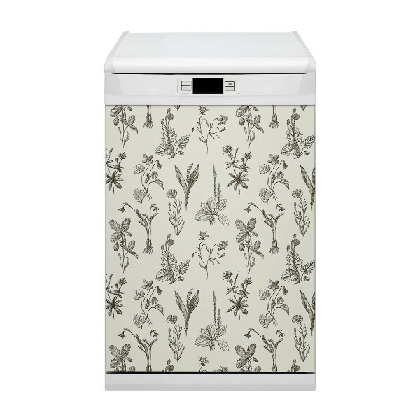 Capa magnética para máquina de lavar louça Flores esboçadas