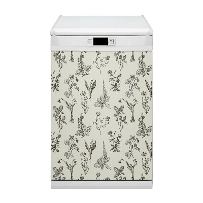 Capa magnética para máquina de lavar louça Flores esboçadas