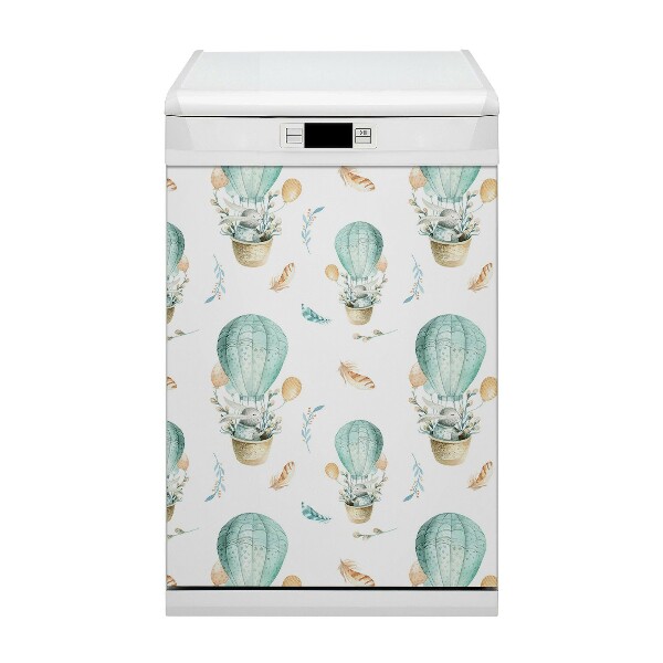 Painel magnético para máquina de lavar louça Coelho em um balão