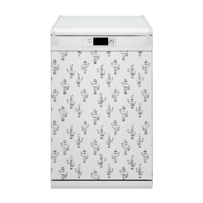 Capa magnética para máquina de lavar louça Cactos pretos e brancos