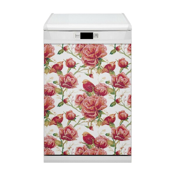 Capa magnética para máquina de lavar louça pássaros vermelhos