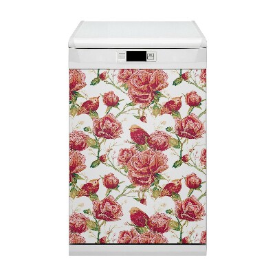 Capa magnética para máquina de lavar louça pássaros vermelhos