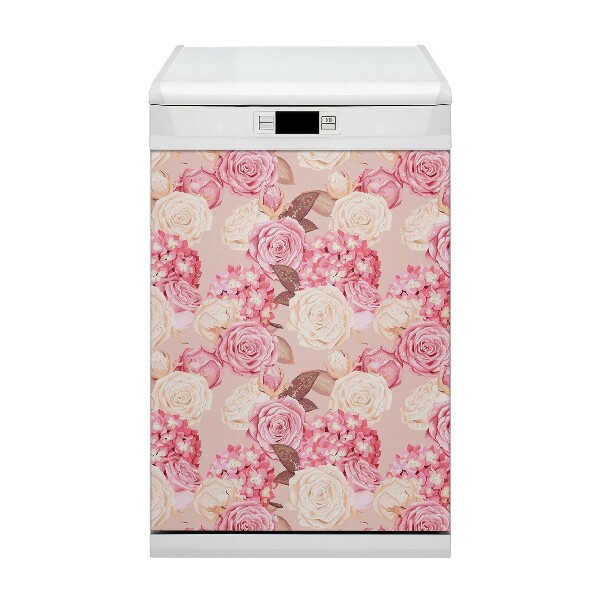 Capa magnética para máquina de lavar louça Rosas e hortênsias