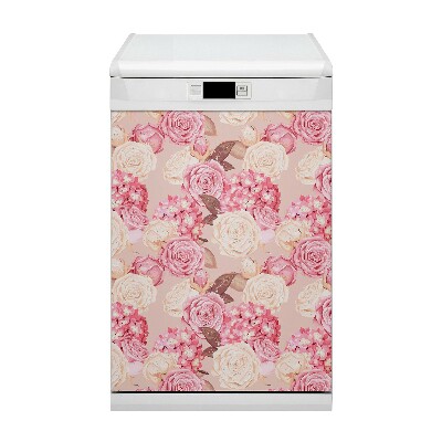 Capa magnética para máquina de lavar louça Rosas e hortênsias