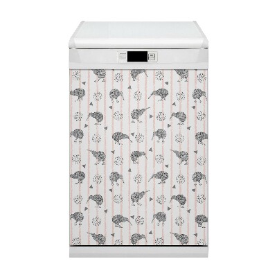 Capa magnética para máquina de lavar louça Padrão de pássaros kiwi