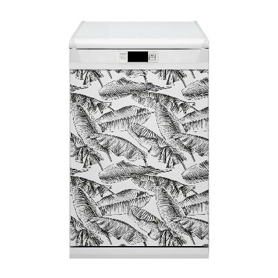 Capa magnética para máquina de lavar louça Folhas pretas