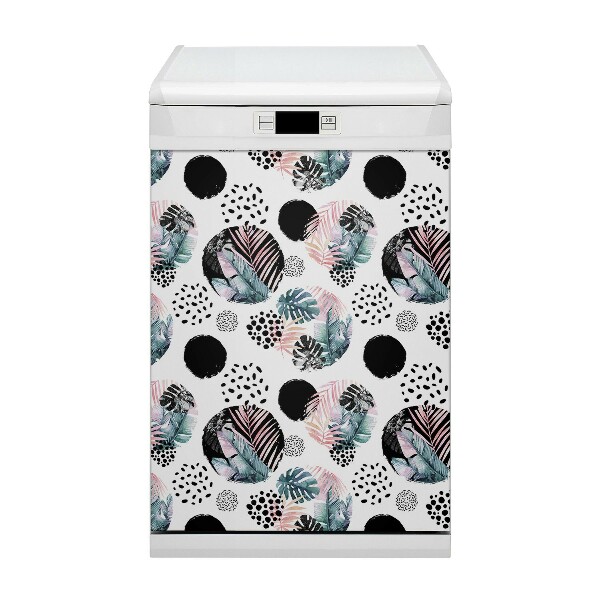 Painel magnético para máquina de lavar louça Folhas abstratas