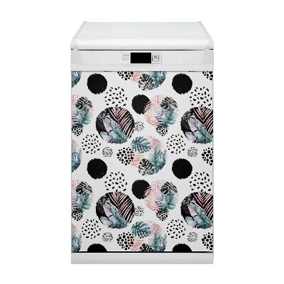 Painel magnético para máquina de lavar louça Folhas abstratas