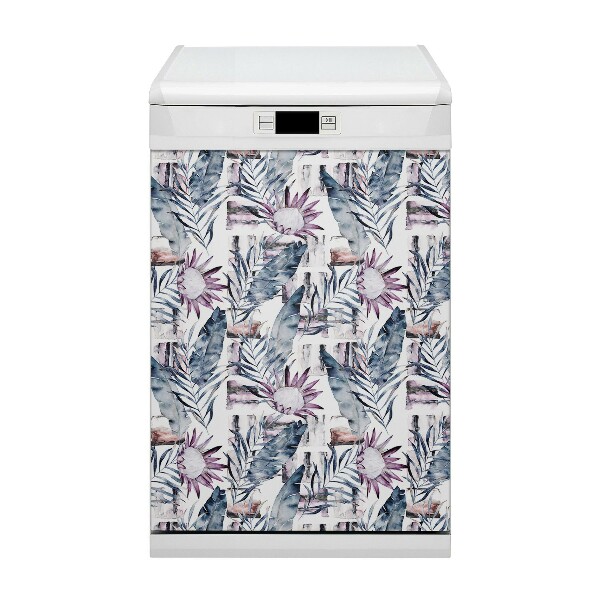 Capa magnética para máquina de lavar louça Flores de mármore