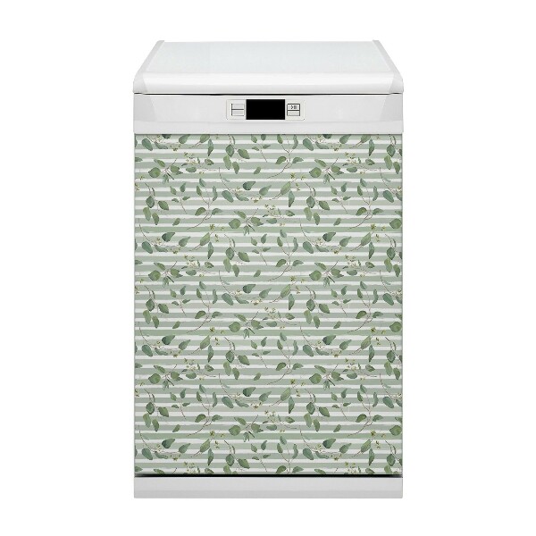 Capa magnética para máquina de lavar louça Folhas no fundo