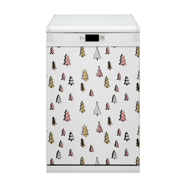 Capa magnética para máquina de lavar louça Árvores de Natal em tons pastéis