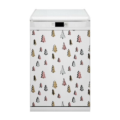 Capa magnética para máquina de lavar louça Árvores de Natal em tons pastéis