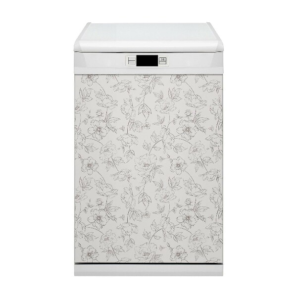 Painel magnético para máquina de lavar louça Flores esboçadas