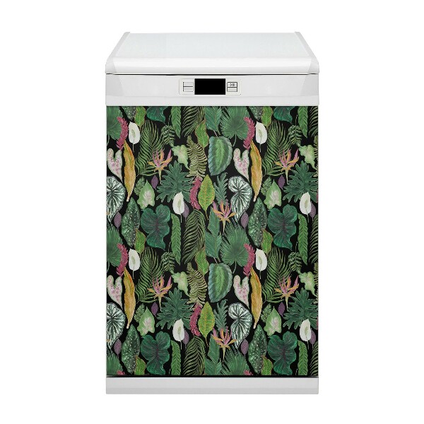 Painel magnético para máquina de lavar louça Folhas tropicais