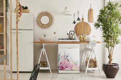 Painel magnético para máquina de lavar louça Moldura floral