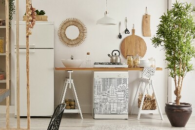 Painel magnético para máquina de lavar louça Cidade esboçada