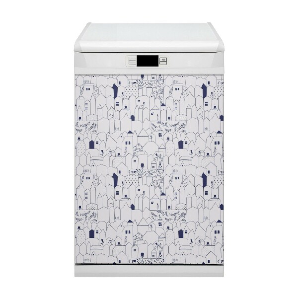 Capa magnética para máquina de lavar louça Cidade esboçada