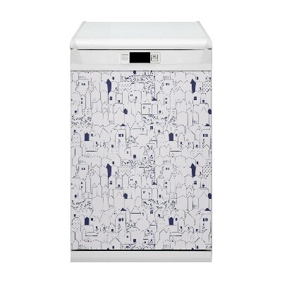 Capa magnética para máquina de lavar louça Cidade esboçada