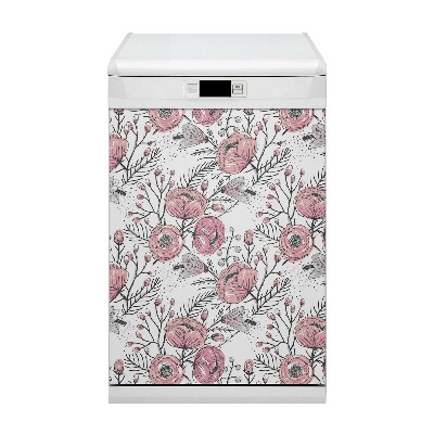 Painel magnético para máquina de lavar louça Arte de rosas pastel