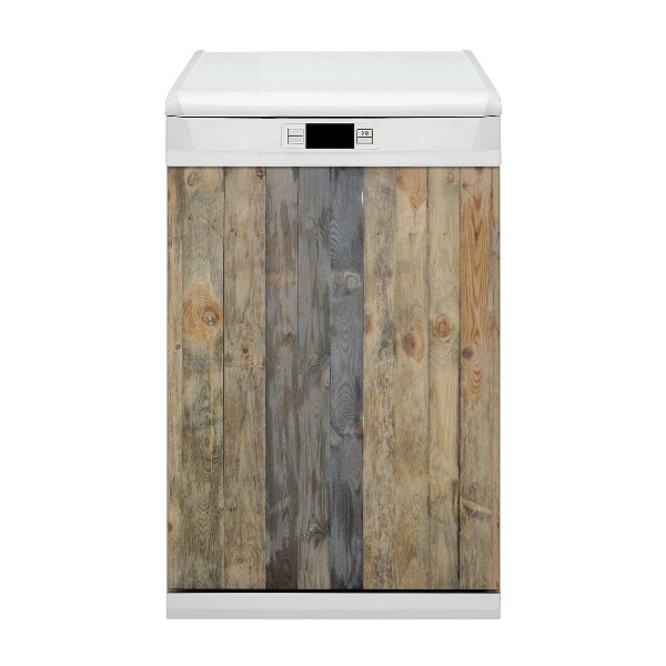 Capa magnética para máquina de lavar louça Tábuas verticais marrons