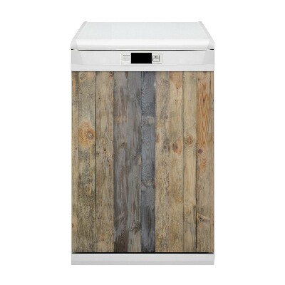 Capa magnética para máquina de lavar louça Tábuas verticais marrons