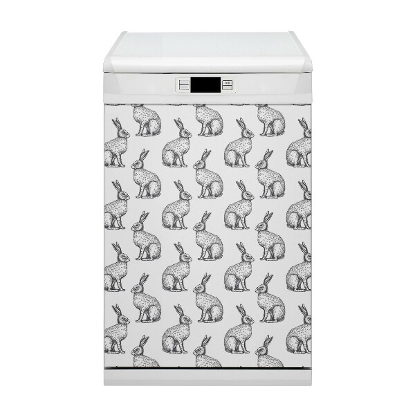 Capa magnética para máquina de lavar louça coelhos brancos