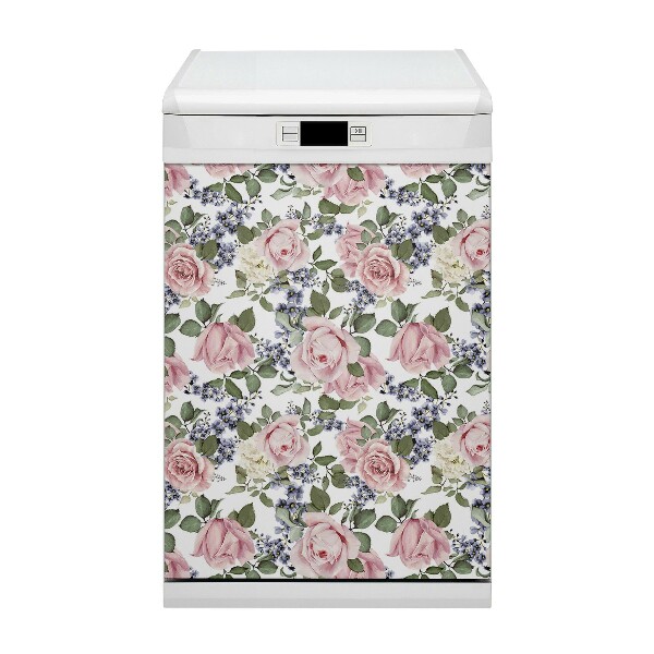 Painel magnético para máquina de lavar louça Rosas em aquarela