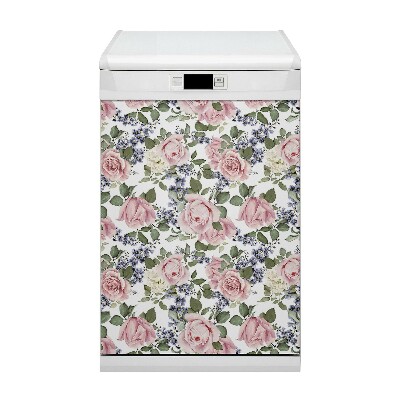 Painel magnético para máquina de lavar louça Rosas em aquarela