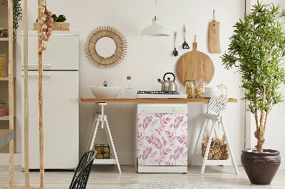 Painel magnético para máquina de lavar louça Folhas cor de rosa