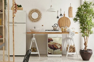 Capa magnética para máquina de lavar louça Pintando papoulas grandes