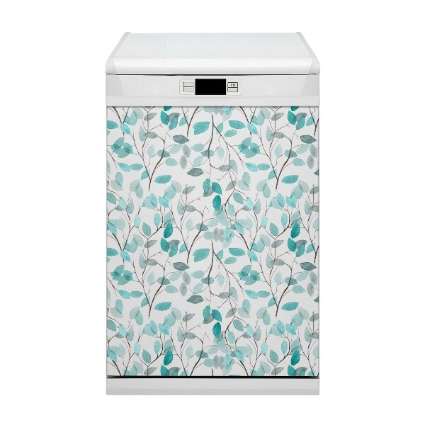 Capa magnética para máquina de lavar louça Folhas em aquarela