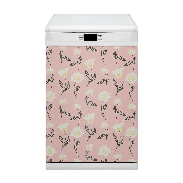Capa magnética para máquina de lavar louça Flores delicadas