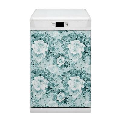 Capa magnética para máquina de lavar louça Flores azuis