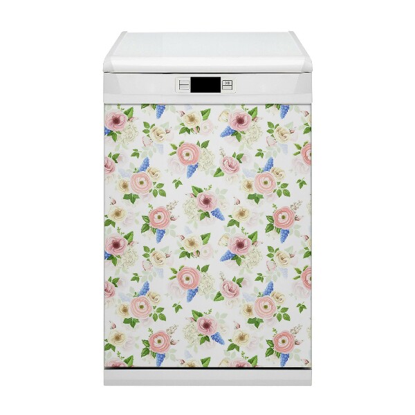 Capa magnética para máquina de lavar louça Flores desenhadas